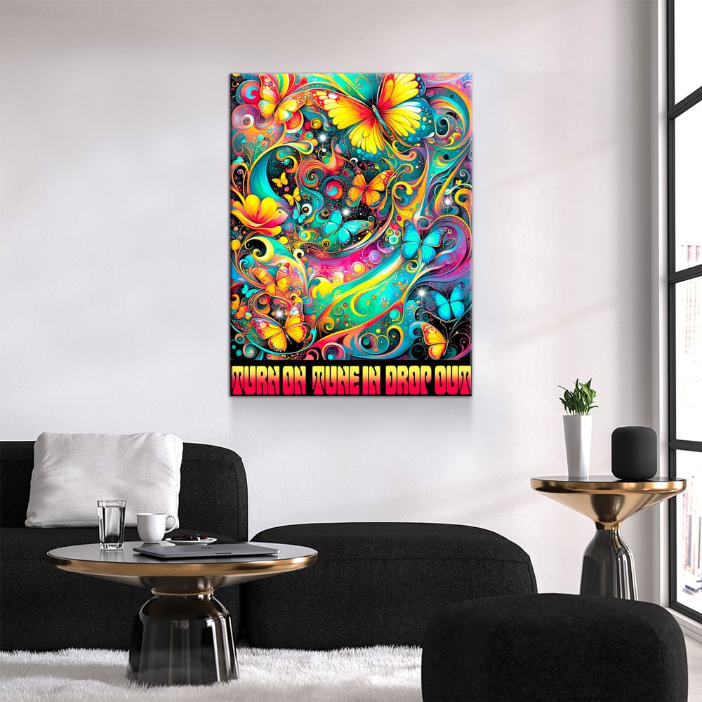 Turn On Tune In Drop Out Canvas Wall Art, Abstract Print, Turn On Tune In Drop Out Print, Timothy Leary Quote, Hippie Art - Royal Crown Pro