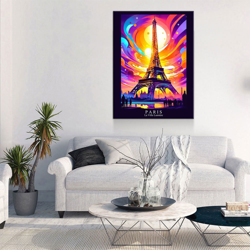 Paris City Of Light Canvas Canvas Wall Art, Abstract Paris Print, Paris Art, Paris France Decor - Royal Crown Pro