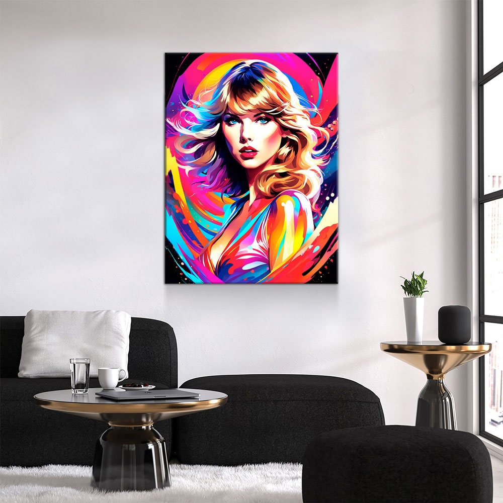 Taylor Swift Canvas Wall Art, Abstract Taylor Swift Print, Taylor Swift Decor, Taylor Swift Pop Art Print - Royal Crown Pro