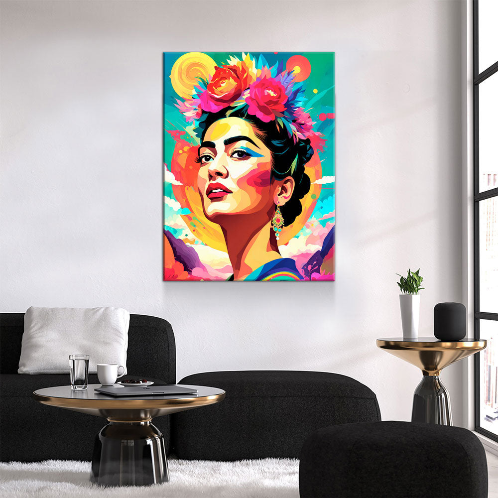 Frida Kahlo Canvas Wall Art, Abstract Frida Kahlo, Music Decor, Magdalena Carmen Frida Kahlo y Calderón, Mexican Painter Frida Kahlo - Royal Crown Pro