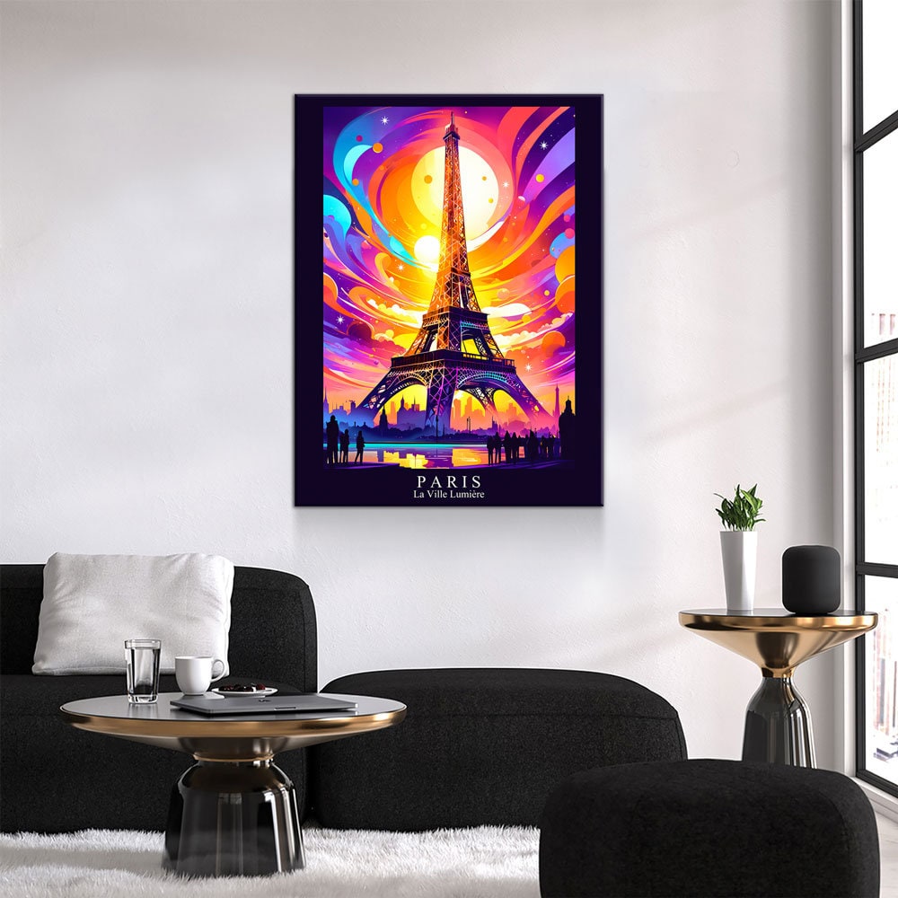 Paris City Of Light Canvas Canvas Wall Art, Abstract Paris Print, Paris Art, Paris France Decor - Royal Crown Pro