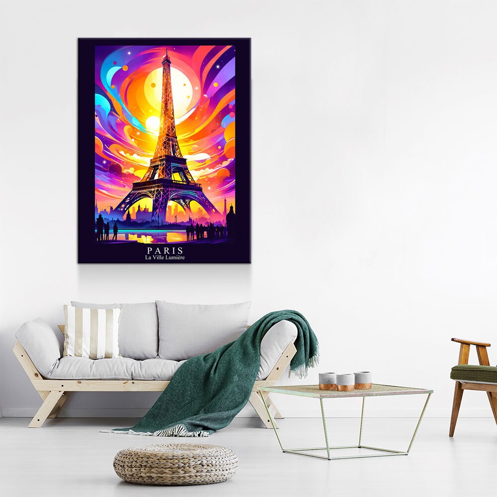 Paris City Of Light Canvas Canvas Wall Art, Abstract Paris Print, Paris Art, Paris France Decor - Royal Crown Pro