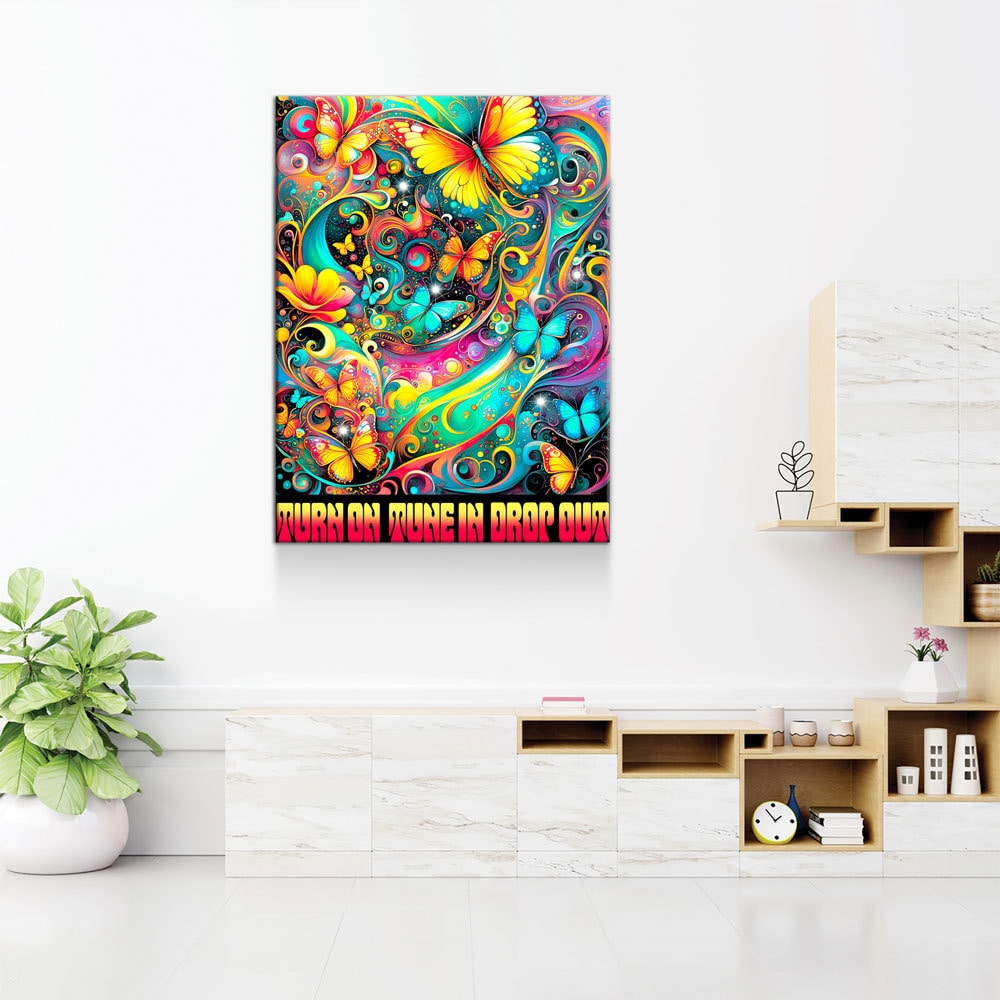 Turn On Tune In Drop Out Canvas Wall Art, Abstract Print, Turn On Tune In Drop Out Print, Timothy Leary Quote, Hippie Art - Royal Crown Pro