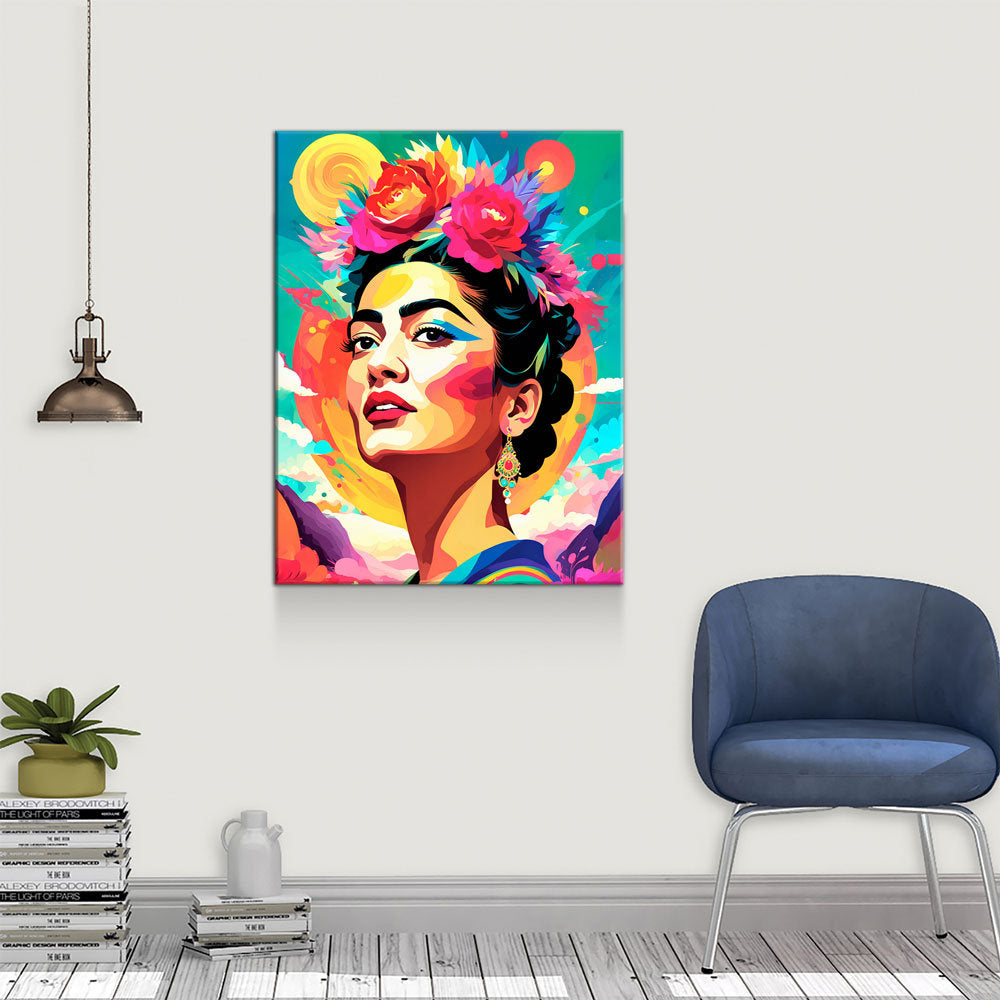 Frida Kahlo Canvas Wall Art, Abstract Frida Kahlo, Music Decor, Magdalena Carmen Frida Kahlo y Calderón, Mexican Painter Frida Kahlo - Royal Crown Pro