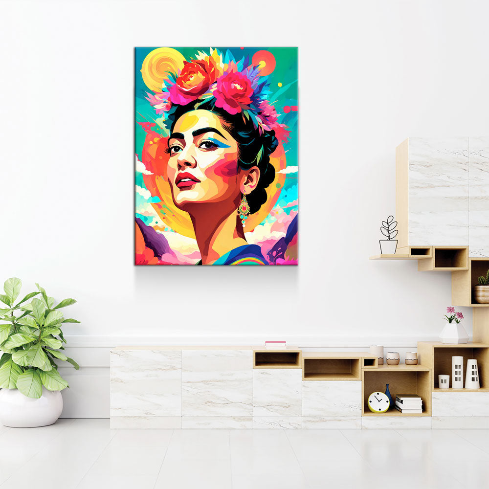 Frida Kahlo Canvas Wall Art, Abstract Frida Kahlo, Music Decor, Magdalena Carmen Frida Kahlo y Calderón, Mexican Painter Frida Kahlo - Royal Crown Pro