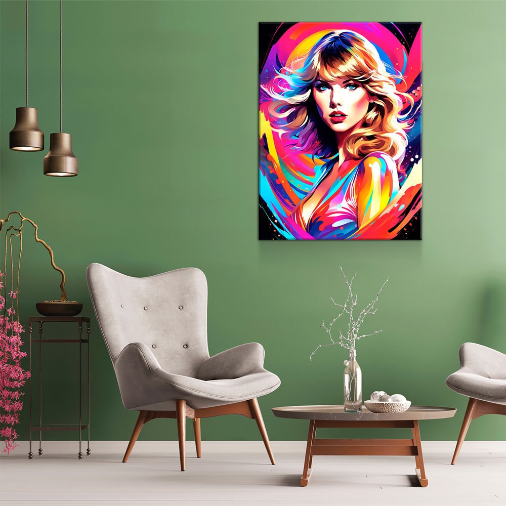 Taylor Swift Canvas Wall Art, Abstract Taylor Swift Print, Taylor Swift Decor, Taylor Swift Pop Art Print - Royal Crown Pro
