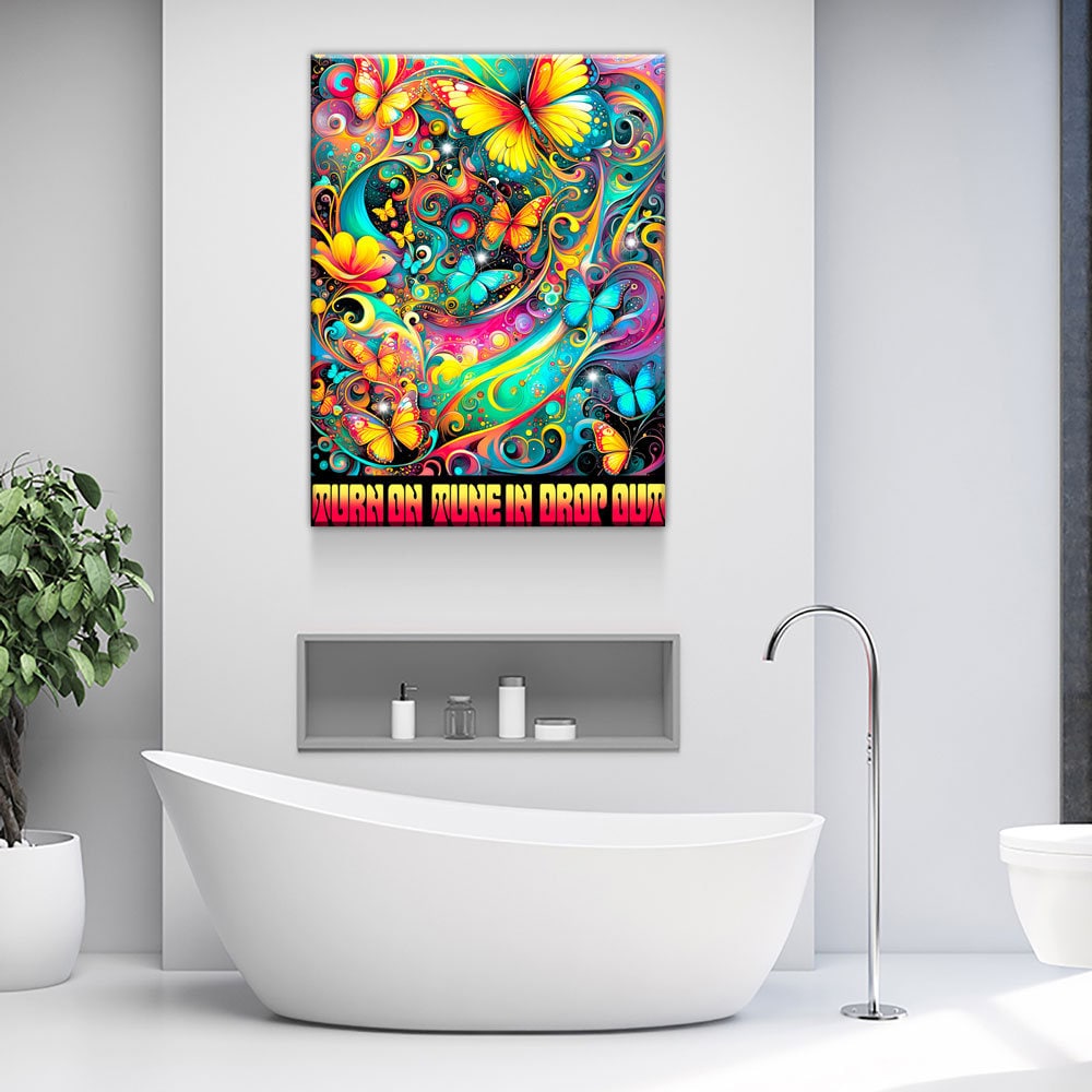Turn On Tune In Drop Out Canvas Wall Art, Abstract Print, Turn On Tune In Drop Out Print, Timothy Leary Quote, Hippie Art - Royal Crown Pro