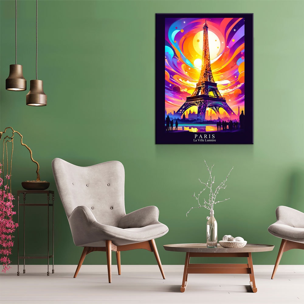 Paris City Of Light Canvas Canvas Wall Art, Abstract Paris Print, Paris Art, Paris France Decor - Royal Crown Pro