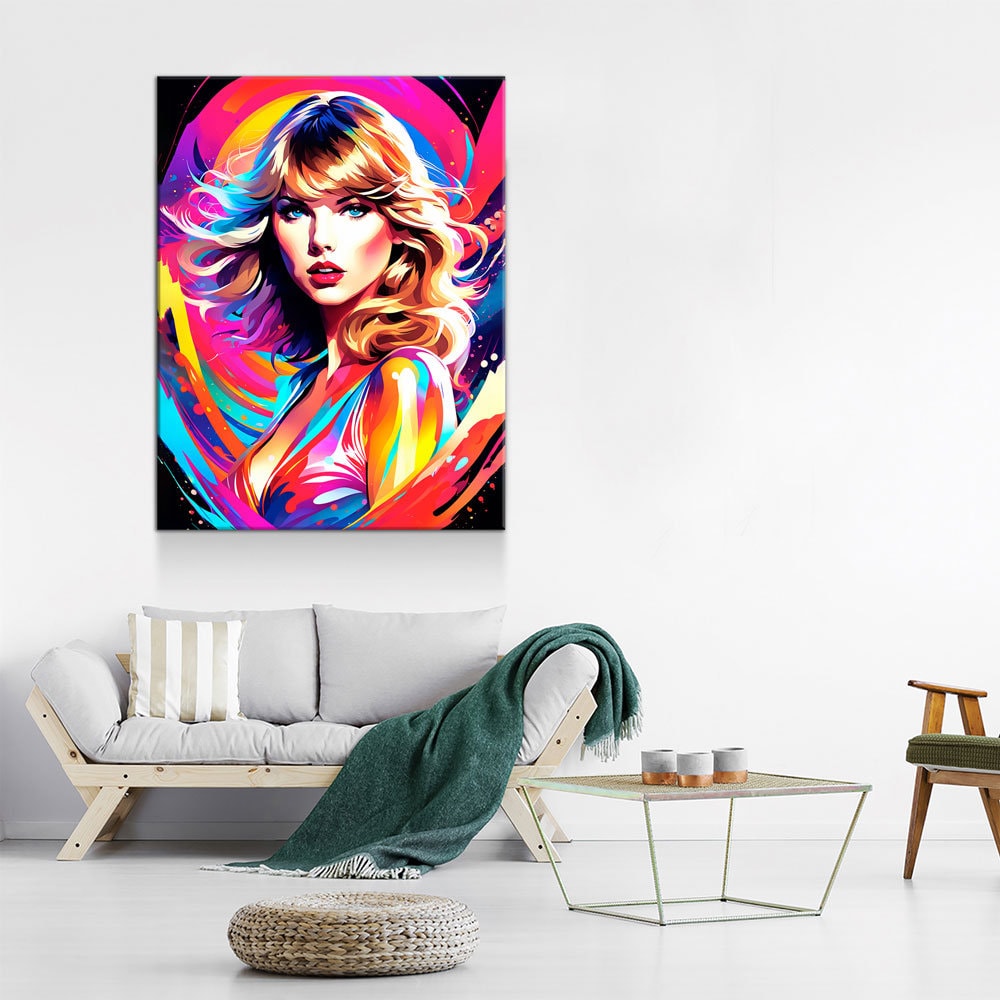 Taylor Swift Canvas Wall Art, Abstract Taylor Swift Print, Taylor Swift Decor, Taylor Swift Pop Art Print - Royal Crown Pro