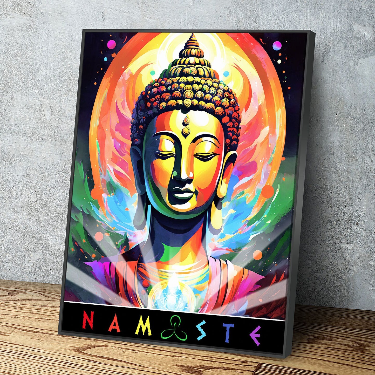 Namaste Canvas Wall Art, Abstract Namaste Print, Namaste Decor, Vibrant Namaste Art, Sanskrit, Affirmation Of Unity, Equality & Oneness - Royal Crown Pro