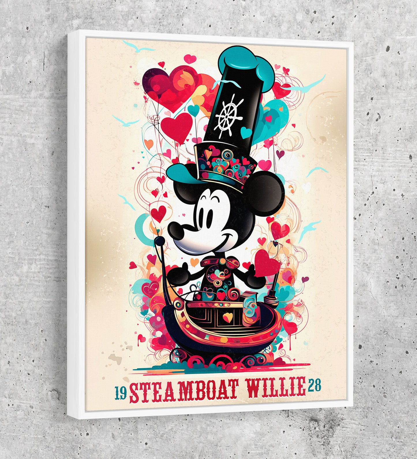 Steamboat Willie 1928 Canvas Wall Art, Surreal Steamboat Willie 1928, Vintage Poster Style Steamboat Willie 1928 - Royal Crown Pro