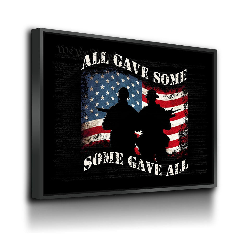 All Gave Some Some Gave All Canvas Wall Art, We The People Background, Patriotic Decor, Soldier Tribute, Support Military, Veteran Decor - Royal Crown Pro