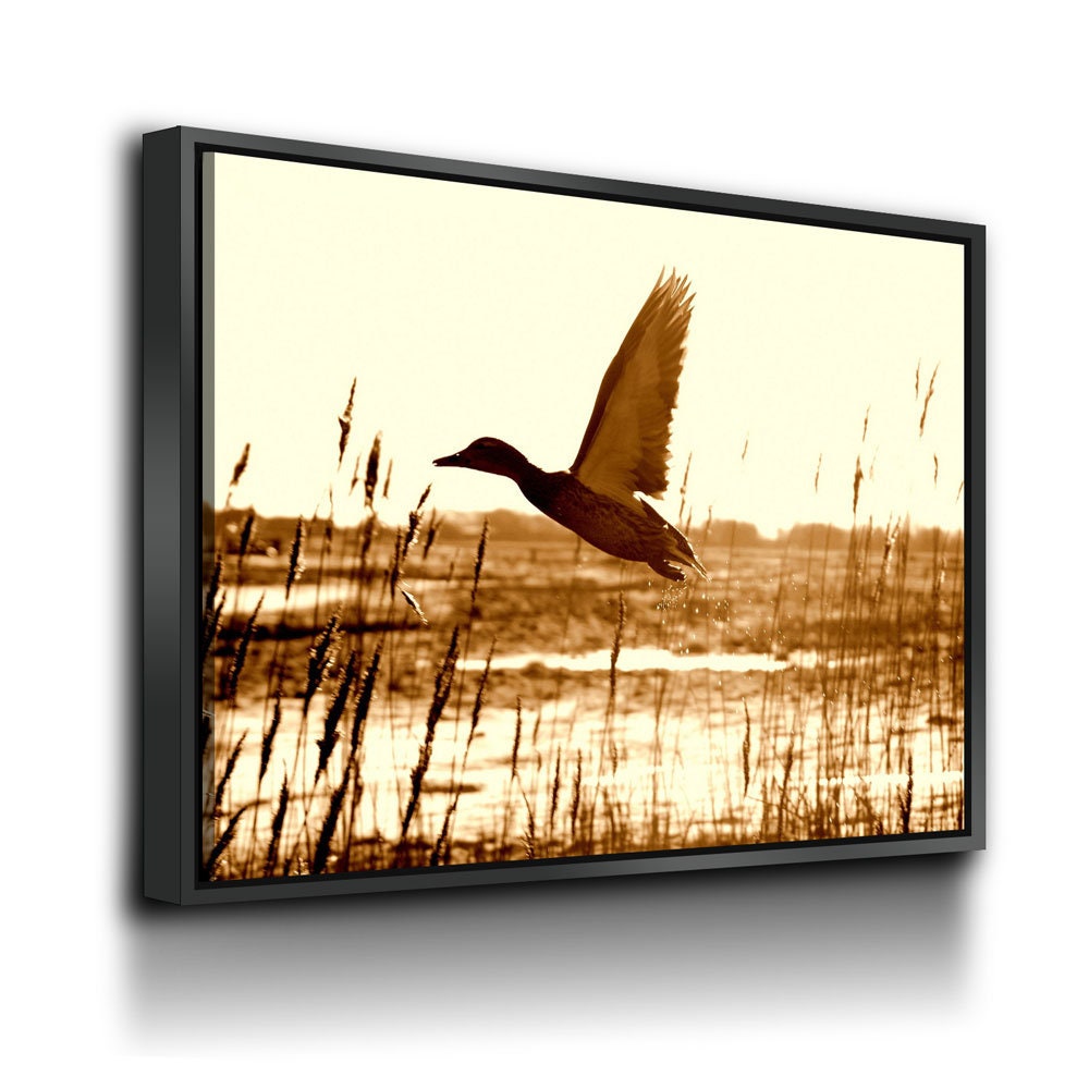 Duck Hunting Canvas Wall Art, Duck Wall Art, Duck Hunters Decor, Cabin Decor, Hunting Decor, Duck Flying In Field - Royal Crown Pro