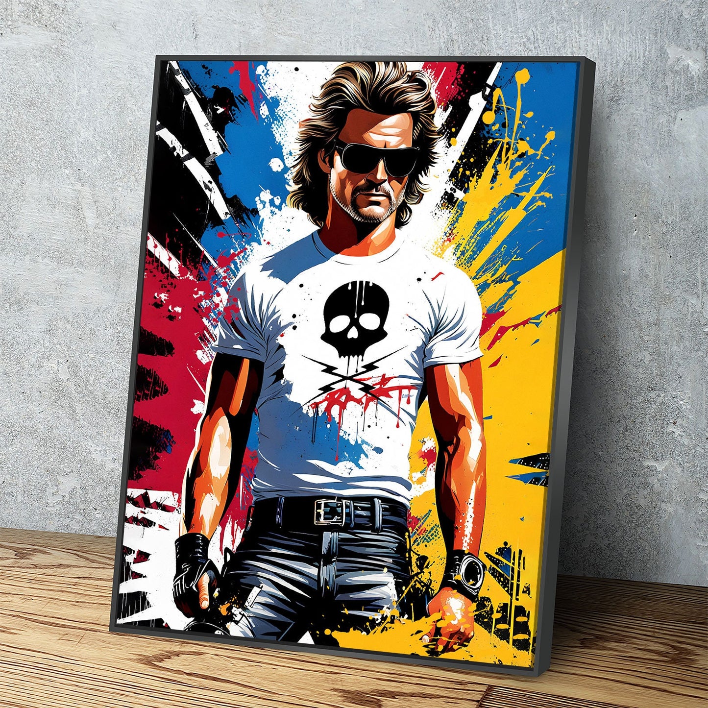 Stuntman Mike Canvas Wall Art, Cult Classic Art Print, Death Proof Abstract Print, Stuntman Decor - Royal Crown Pro