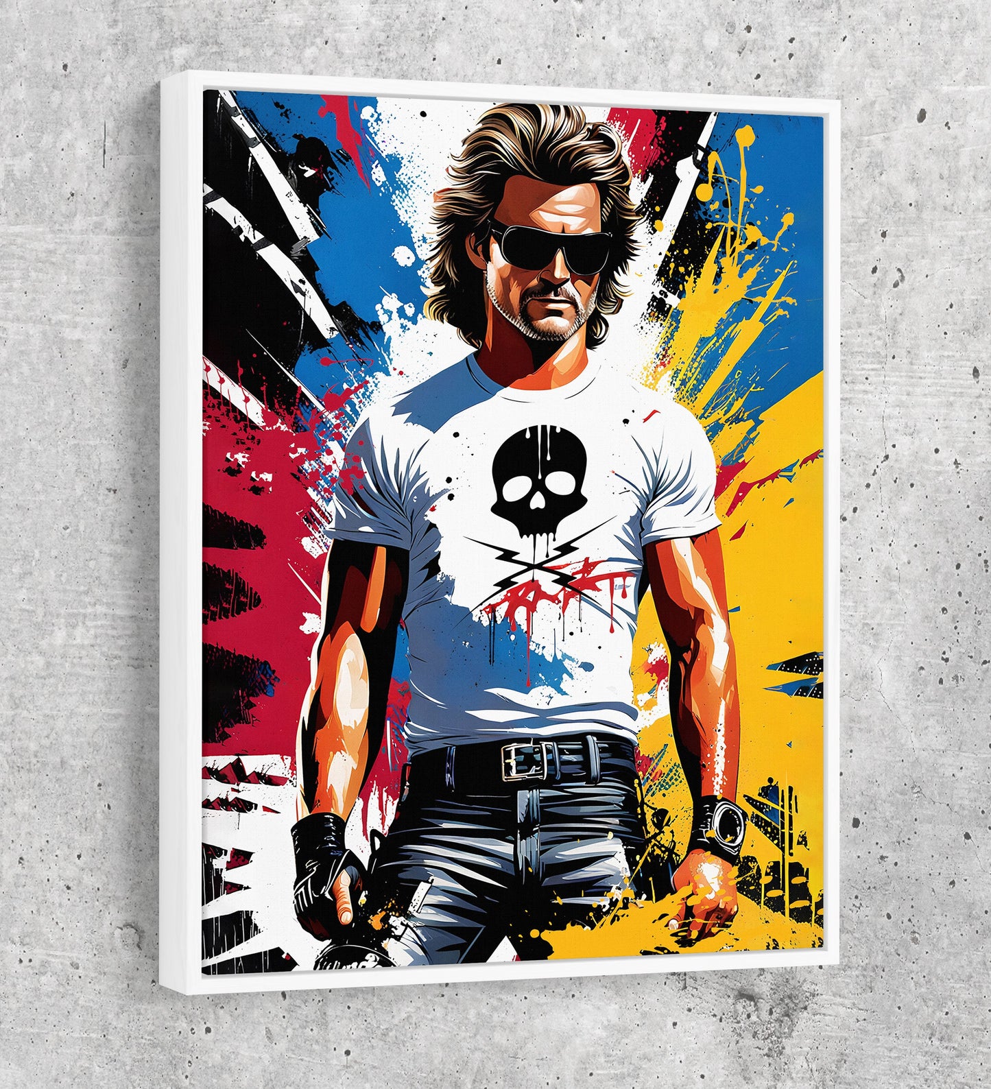 Stuntman Mike Canvas Wall Art, Cult Classic Art Print, Death Proof Abstract Print, Stuntman Decor - Royal Crown Pro