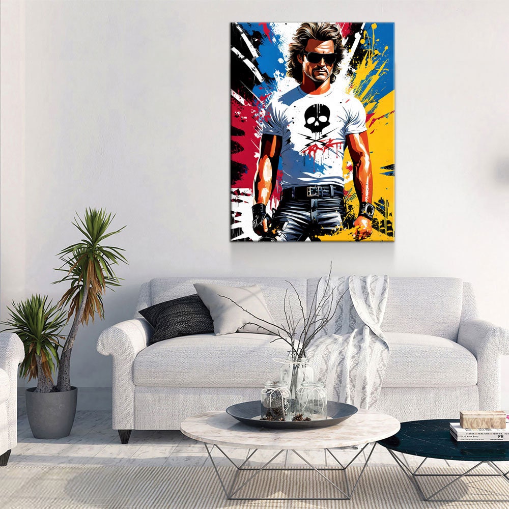 Stuntman Mike Canvas Wall Art, Cult Classic Art Print, Death Proof Abstract Print, Stuntman Decor - Royal Crown Pro