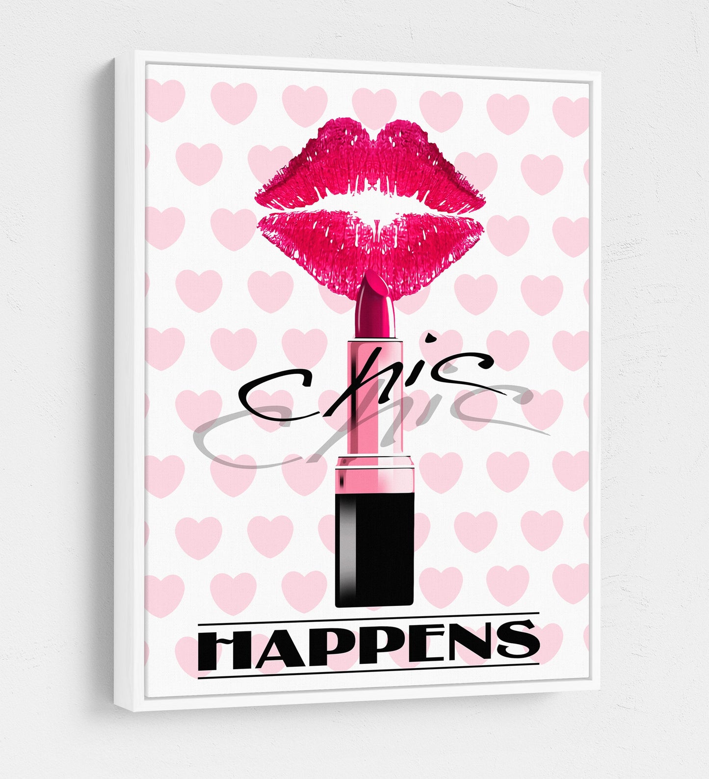 Chic Happens Canvas Wall Art, Beauty Salon Decor, Beauty Parlor Decor, Girl Dorm Room Decor, Fashion Decor, Lips & Lipstick Print - Royal Crown Pro
