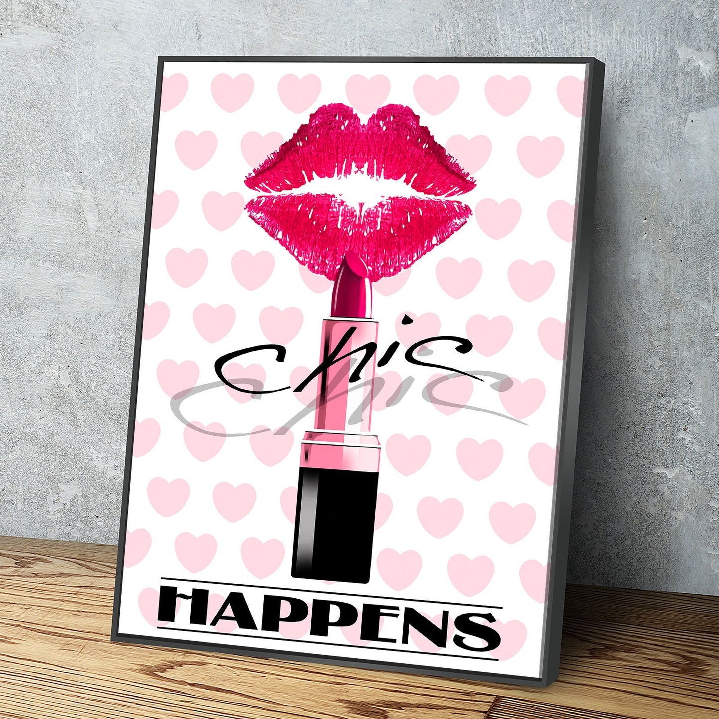 Chic Happens Canvas Wall Art, Beauty Salon Decor, Beauty Parlor Decor, Girl Dorm Room Decor, Fashion Decor, Lips & Lipstick Print - Royal Crown Pro