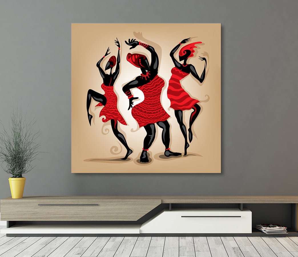 African Dancing Woman Art Framed Canvas Wall Art African Tribal Art African Decor - Royal Crown Pro
