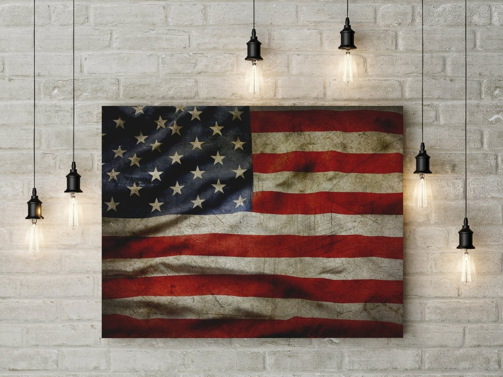 American Flag Canvas Wall Art Grunge Style American Flag - Royal Crown Pro