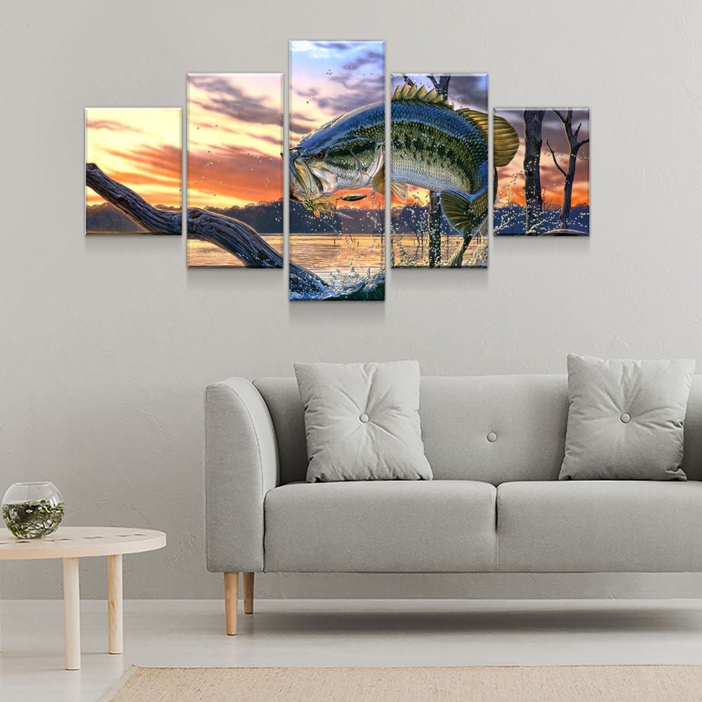 Bass Fishing Dream 5-Piece Wall Art Canvas - Royal Crown Pro