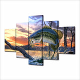 Bass Fishing Dream 5-Piece Wall Art Canvas - Royal Crown Pro