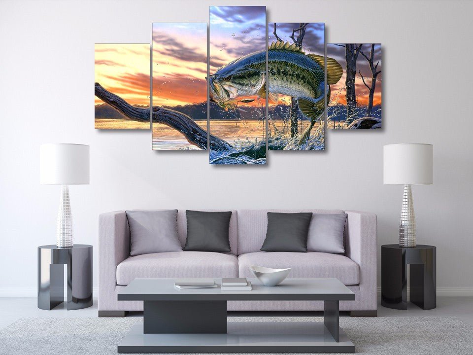 Bass Fishing Dream 5-Piece Wall Art Canvas - Royal Crown Pro