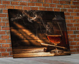 Cigar And Bourbon Canvas Wall Art Bourbon Art Cigar Art Man Cave - Royal Crown Pro