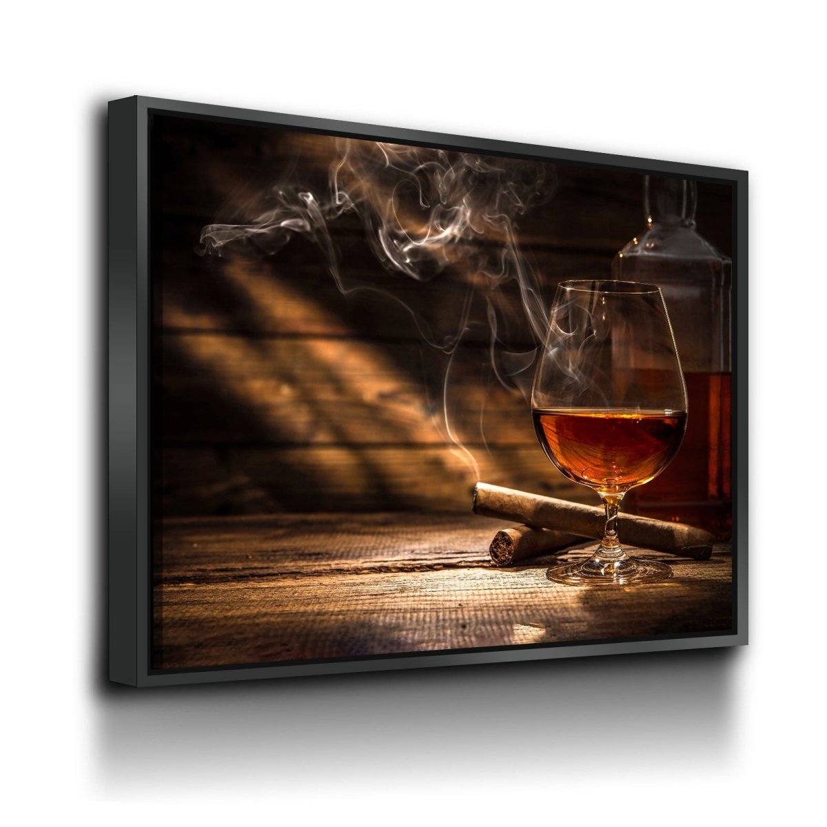 Cigar And Bourbon Canvas Wall Art, Bourbon Art, Cigar Art For Office Or Man Cave - Royal Crown Pro