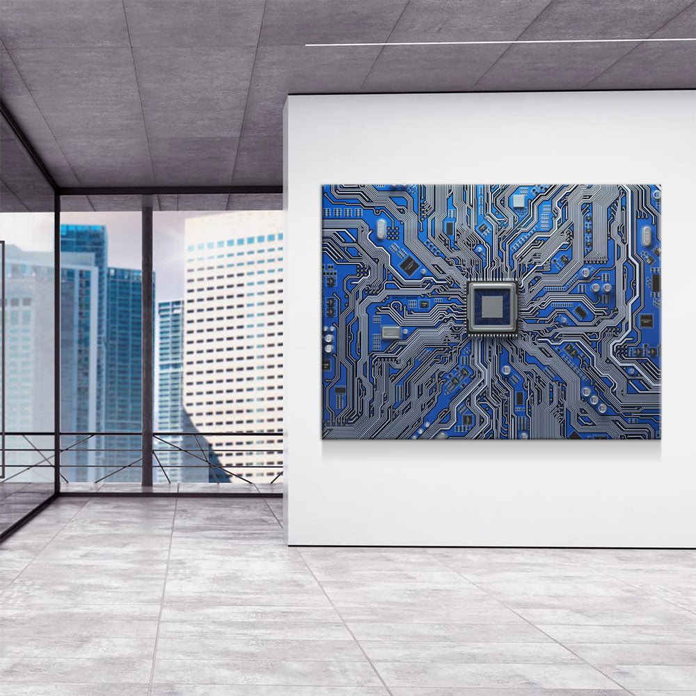 CPU Wall Art, Computer Motherboard CPU, Circuit Board System Chip With Core Processor - Royal Crown Pro