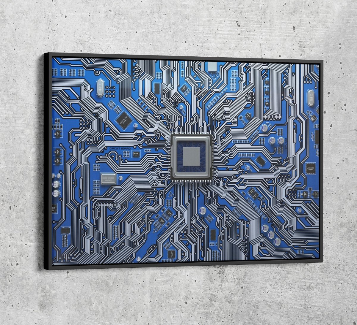 CPU Wall Art, Computer Motherboard CPU, Circuit Board System Chip With Core Processor - Royal Crown Pro