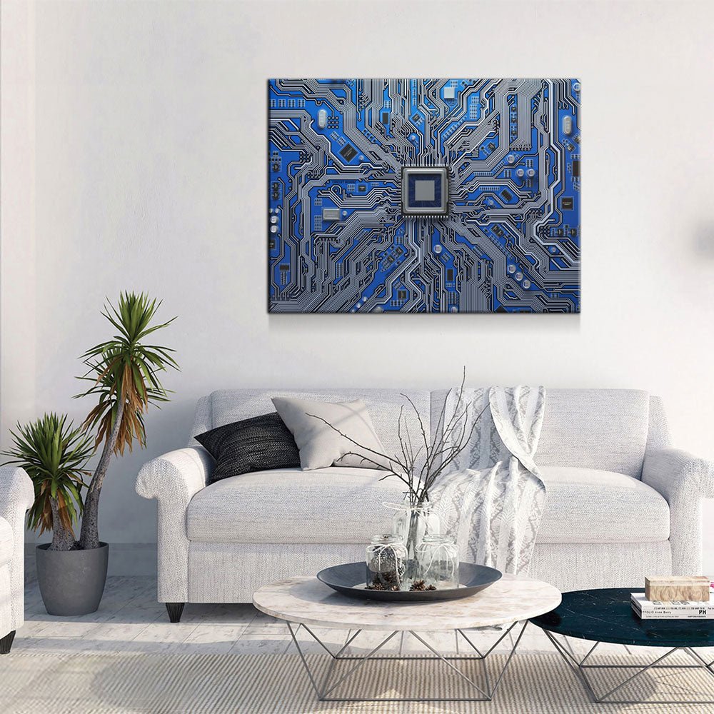 CPU Wall Art, Computer Motherboard CPU, Circuit Board System Chip With Core Processor - Royal Crown Pro