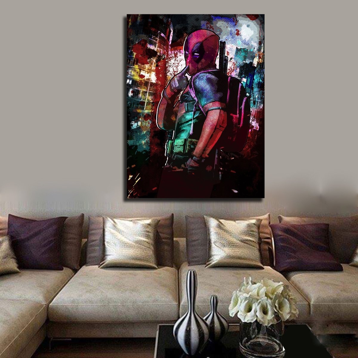 Deadpool Inspired Abstract Canvas Wall Art - Royal Crown Pro