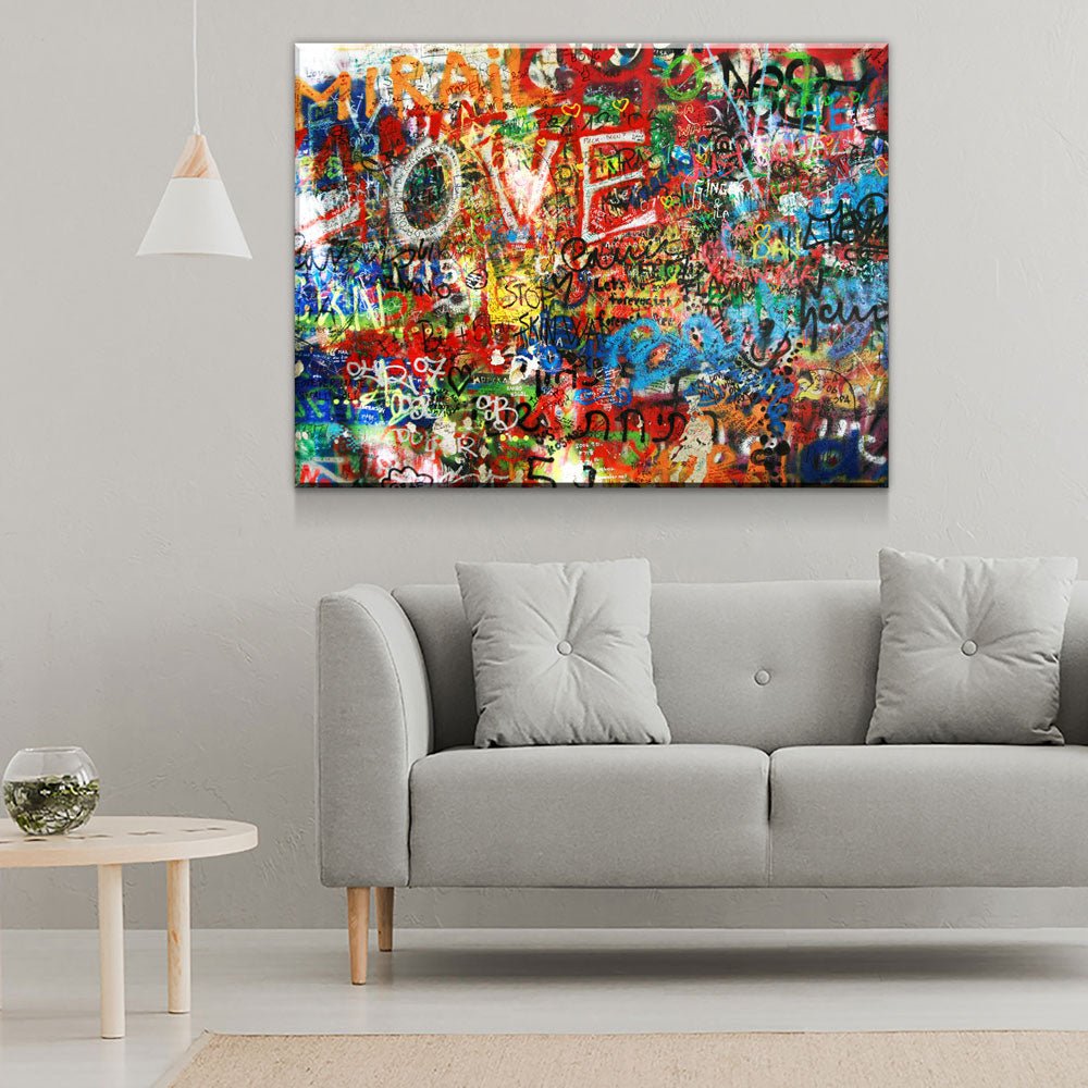 Graffiti on The Lennon Wall Canvas Wall Art - Royal Crown Pro