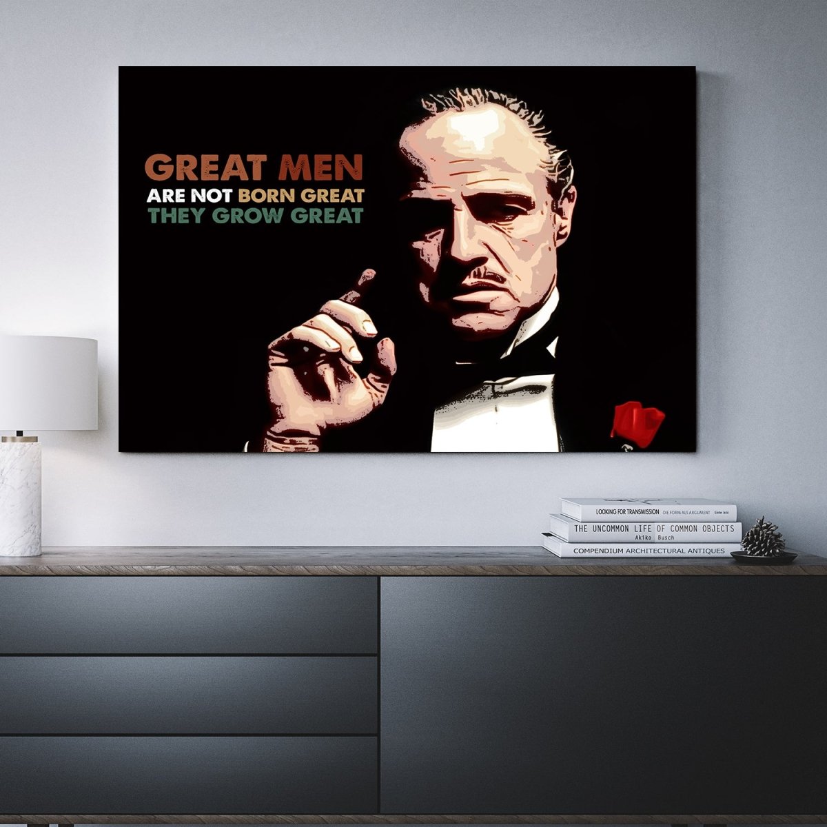 Great Men Are Not Born Great Canvas Wall Art. Godfather Quote - Royal Crown Pro