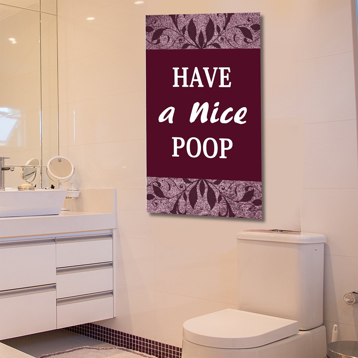 Have A Nice Poop Bathroom Humor Framed Canvas Wall Art Bathroom Decor Funny Bathroom Art - Royal Crown Pro