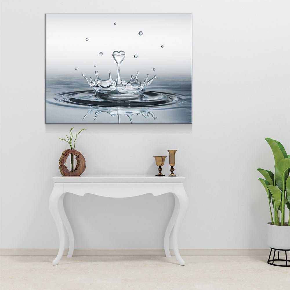 Heart Water Splash Canvas Wall Art, Bathroom Decor, Bathroom Wall Art, Business Bathroom, Bathroom Decoration, Bathroom Art, Water Splash - Royal Crown Pro