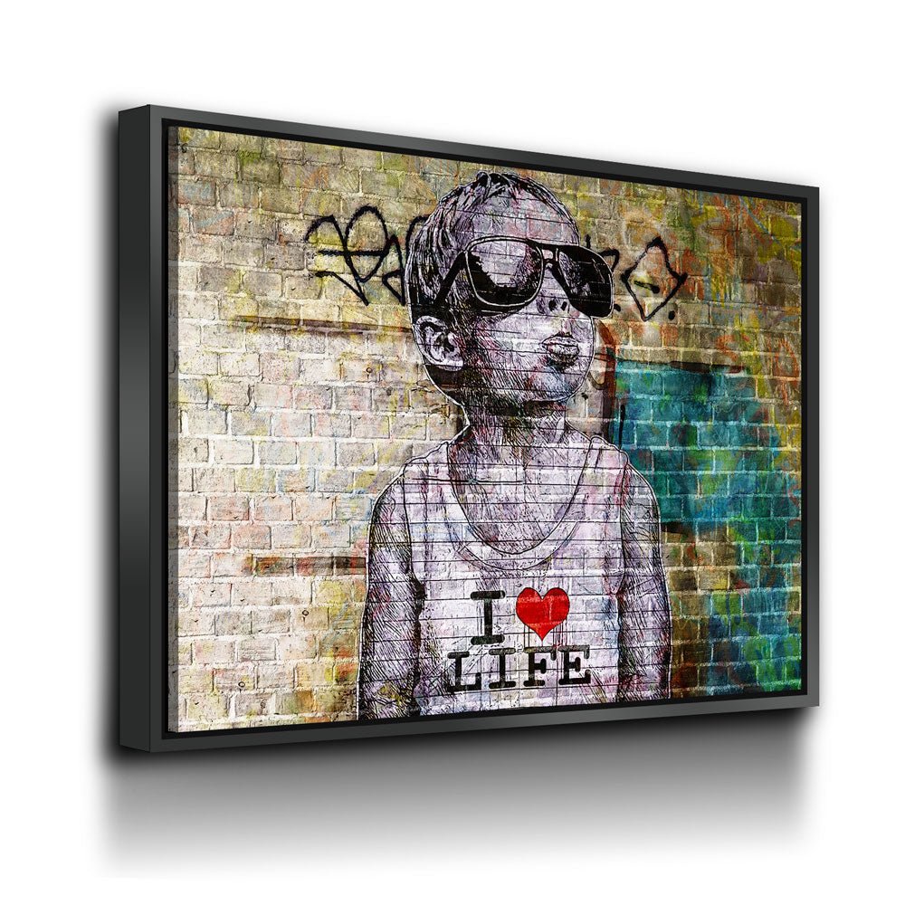 I Love Life Banksy, Graffiti Wall, Canvas Wall Art, Urban Art, Graffiti Decor - Royal Crown Pro