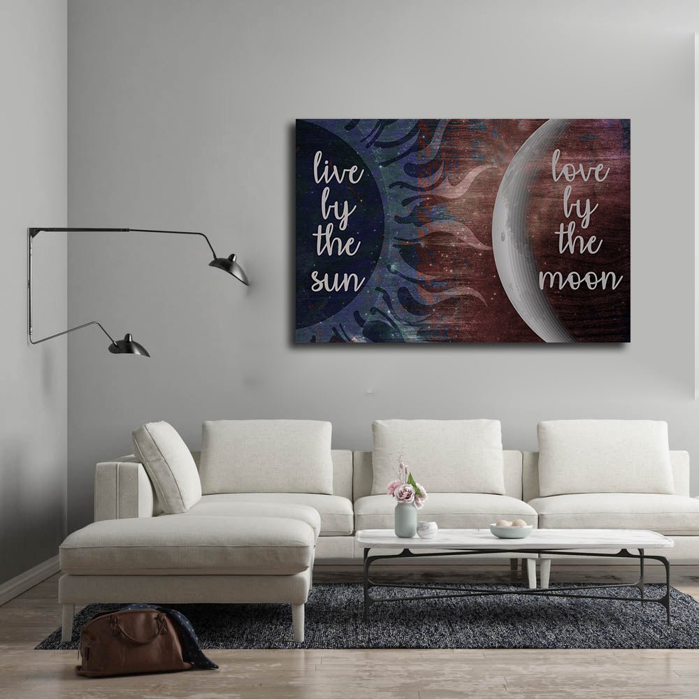 Live By The Sun Love By The Moon Canvas Wall Art, Romantic Decor - Royal Crown Pro