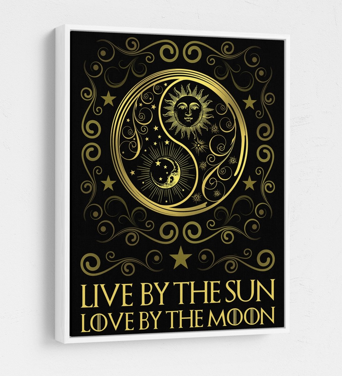 Live By The Sun Love By The Moon Canvas Wall Art, Motivational Quote - Royal Crown Pro