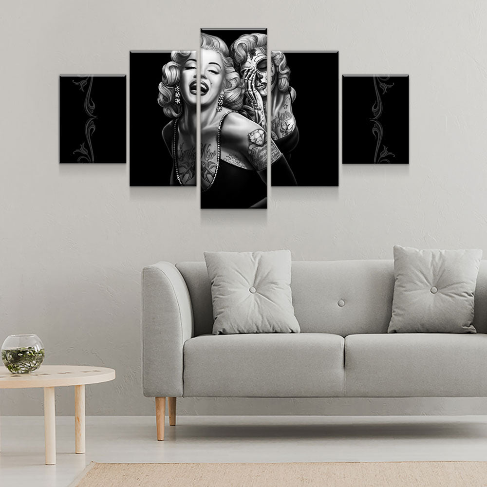 Marilyn Monroe Smile Now Cry Later 5-Piece Wall Art Canvas - Royal Crown Pro