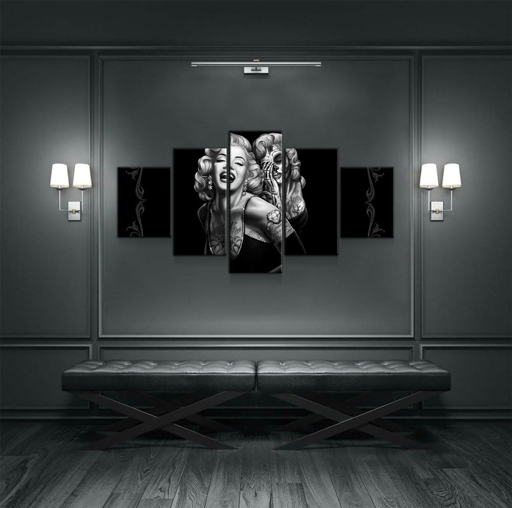 Marilyn Monroe Smile Now Cry Later 5-Piece Wall Art Canvas - Royal Crown Pro