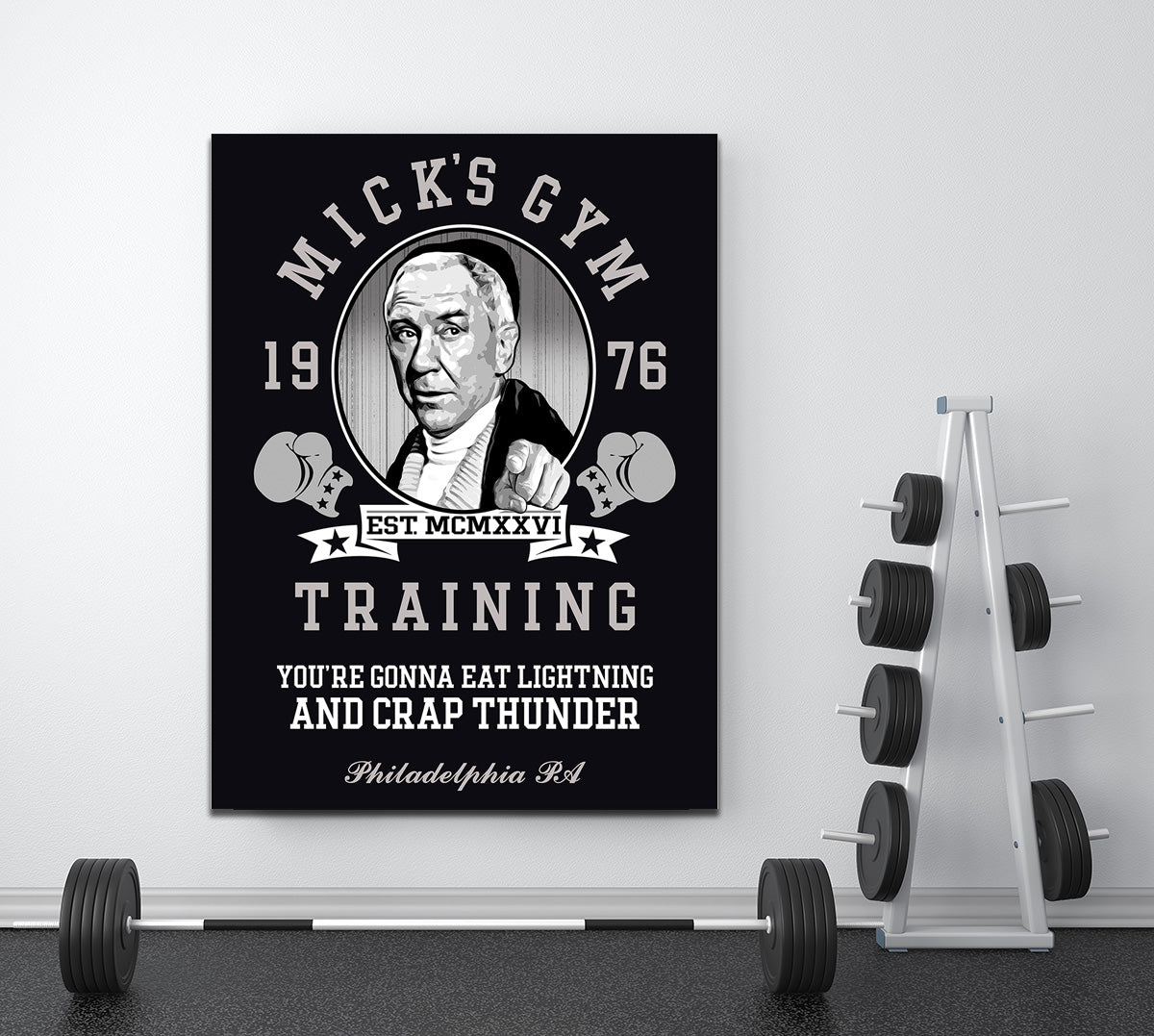 Mick's Gym Canvas Wall Art, Motivational Wall Art, Rocky Decor - Royal Crown Pro