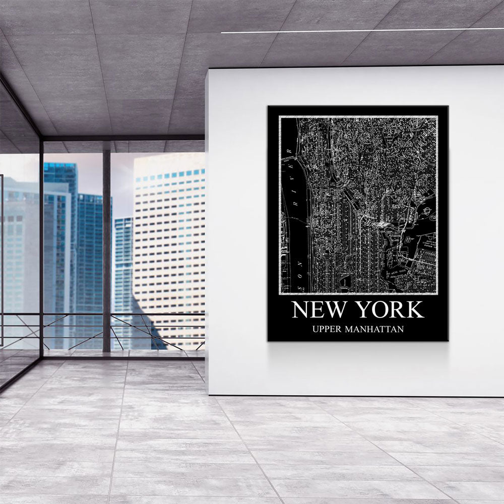 New York Upper Manhattan Map Canvas Wall Art, New York Map, Upper Manhattan Map, 1880 New York Map - Royal Crown Pro