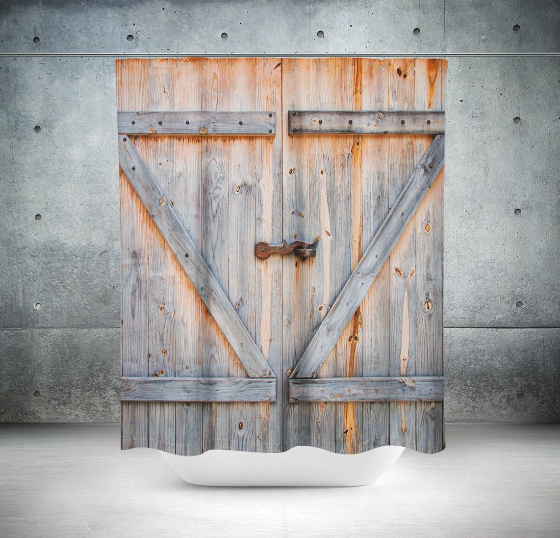 Old Barn Door Shower Curtain Rustic Vintage Farm Door Bathroom - Royal Crown Pro