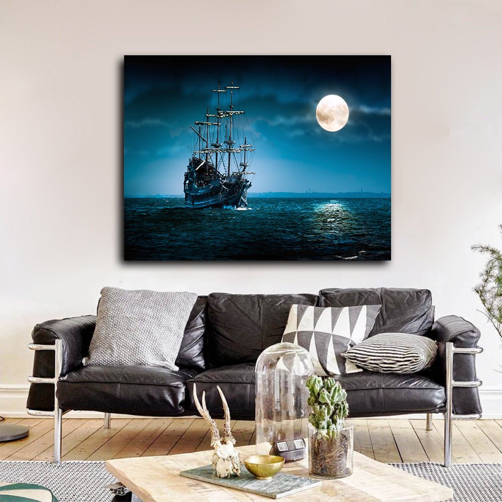 Pirate Ship The Flying Dutchman Ghost Ship Canvas Wall Art Davy Jones Jack Sparrow Ship - Royal Crown Pro