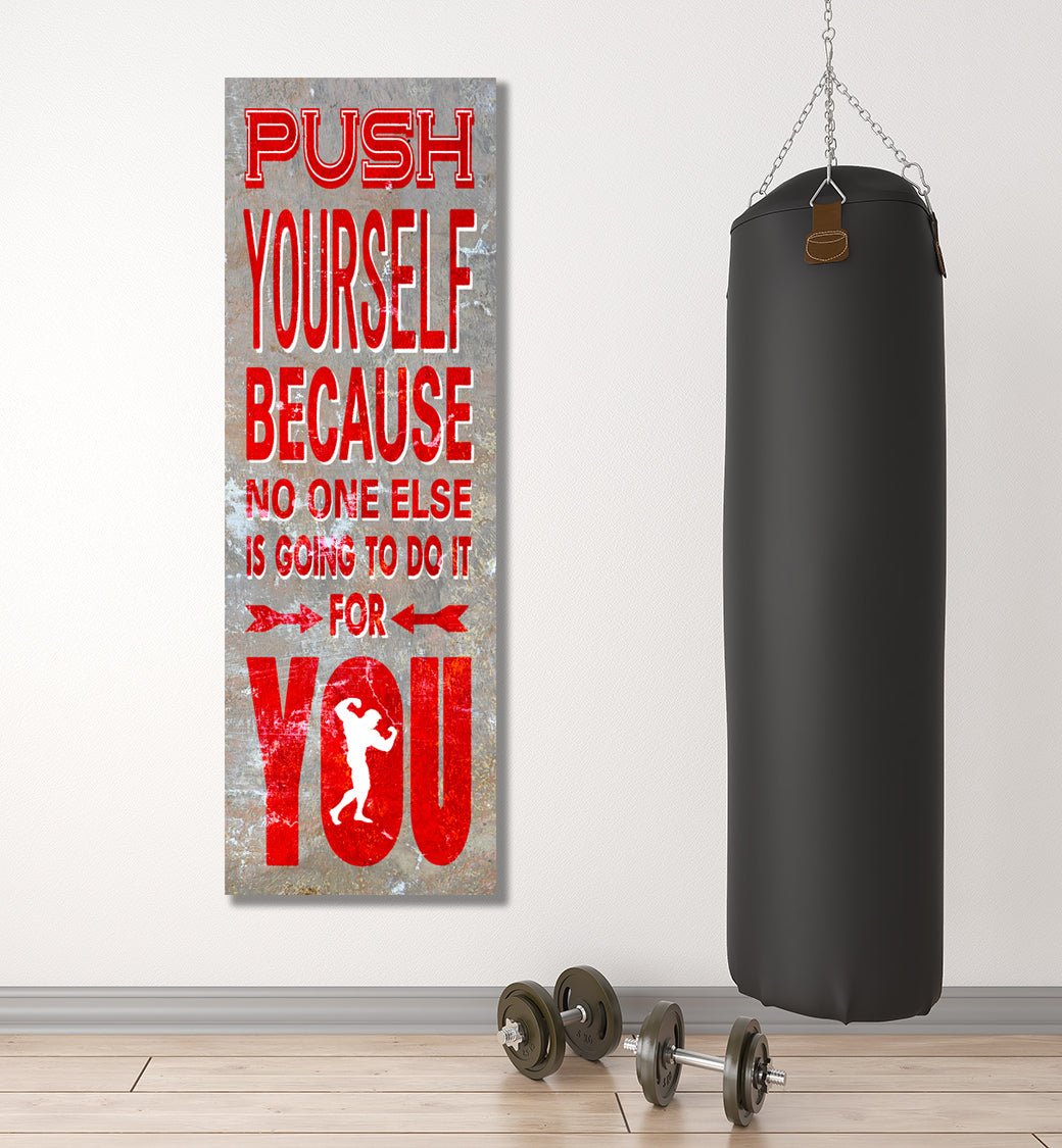 Push Yourself Gym Fitness Motivational Canvas Wall Art Men's Fitness Motivation Decor - Royal Crown Pro