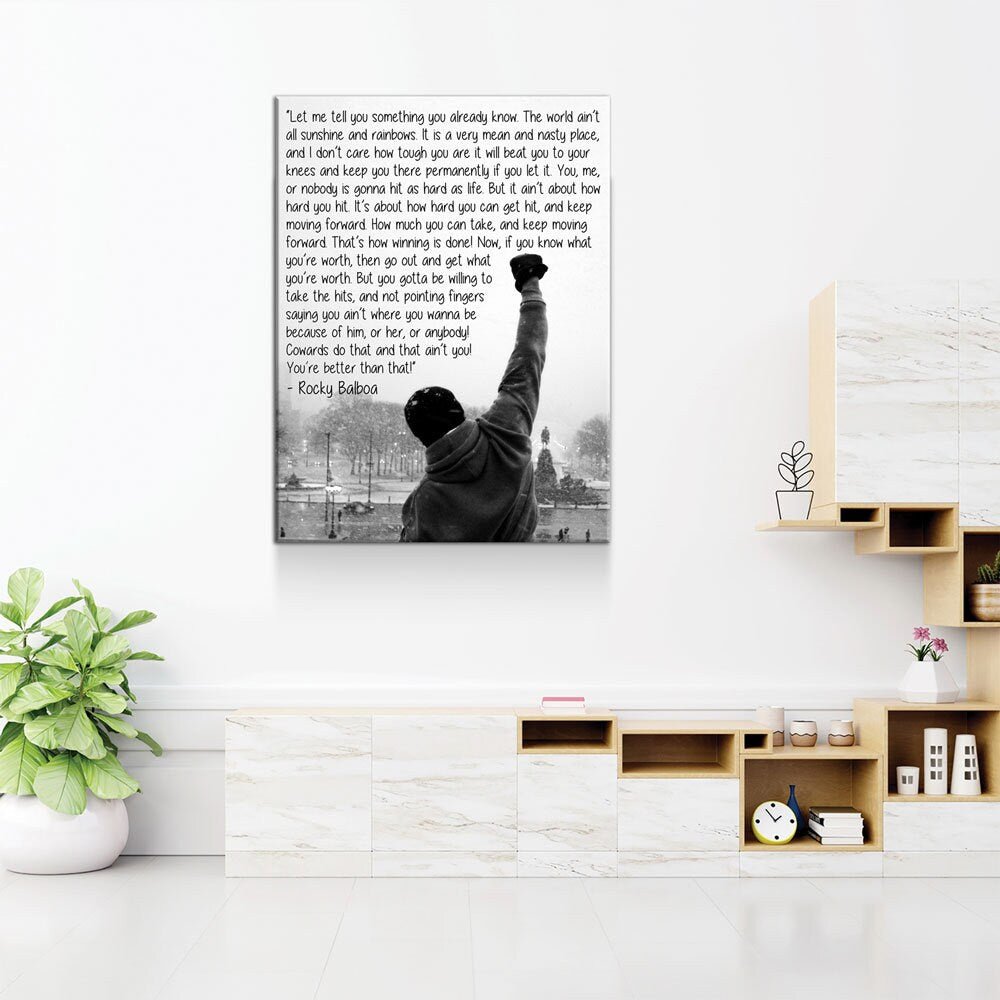 Rocky Balboa Canvas Wall Art, Motivational Wall Art, Rocky Balboa Decor, Gym Sign, Fitness Studio, CrossFit Decor, Rocky Balboa Quote - Royal Crown Pro