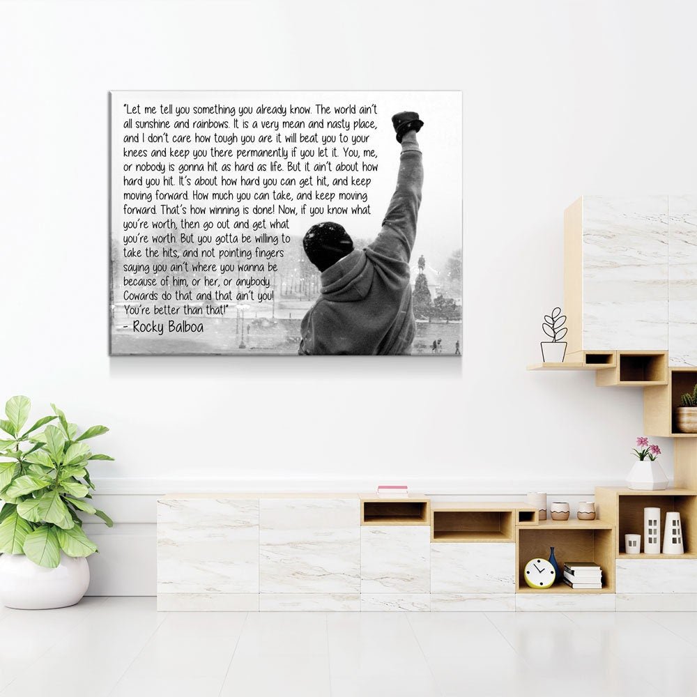 Rocky Balboa Canvas Wall Art, Motivational Wall Art, Rocky Balboa Decor, Gym Sign, Fitness Studio, Crossfit Decor, Rocky Balboa Quote - Royal Crown Pro