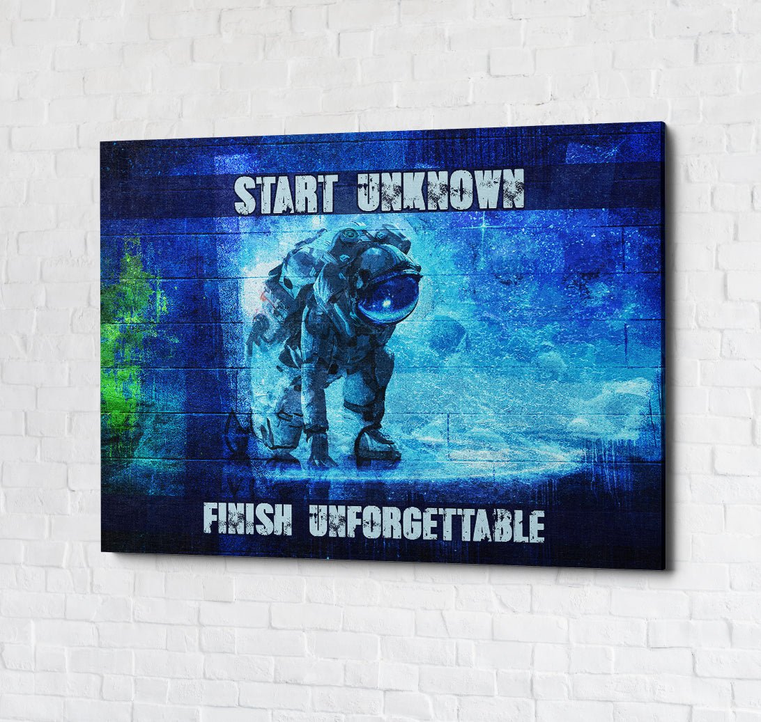 Start Unknown Finish Unforgettable Abstract Canvas Wall Art - Royal Crown Pro